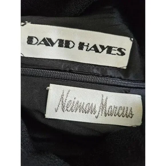 Vintage 80s David Hayes for Neiman Marcus size 8 Black elegant gown with beading - Picture 4 of 6